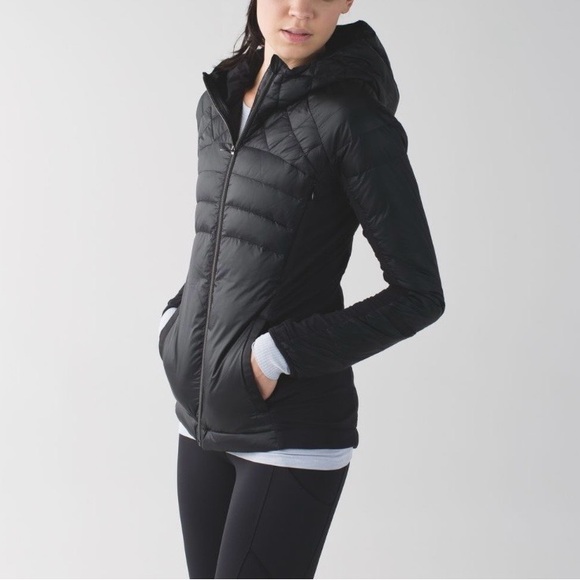 2015 Lululemon Down For A Run Jacket Coat Black Size 6 Rare Excellent Condition - Picture 2 of 11